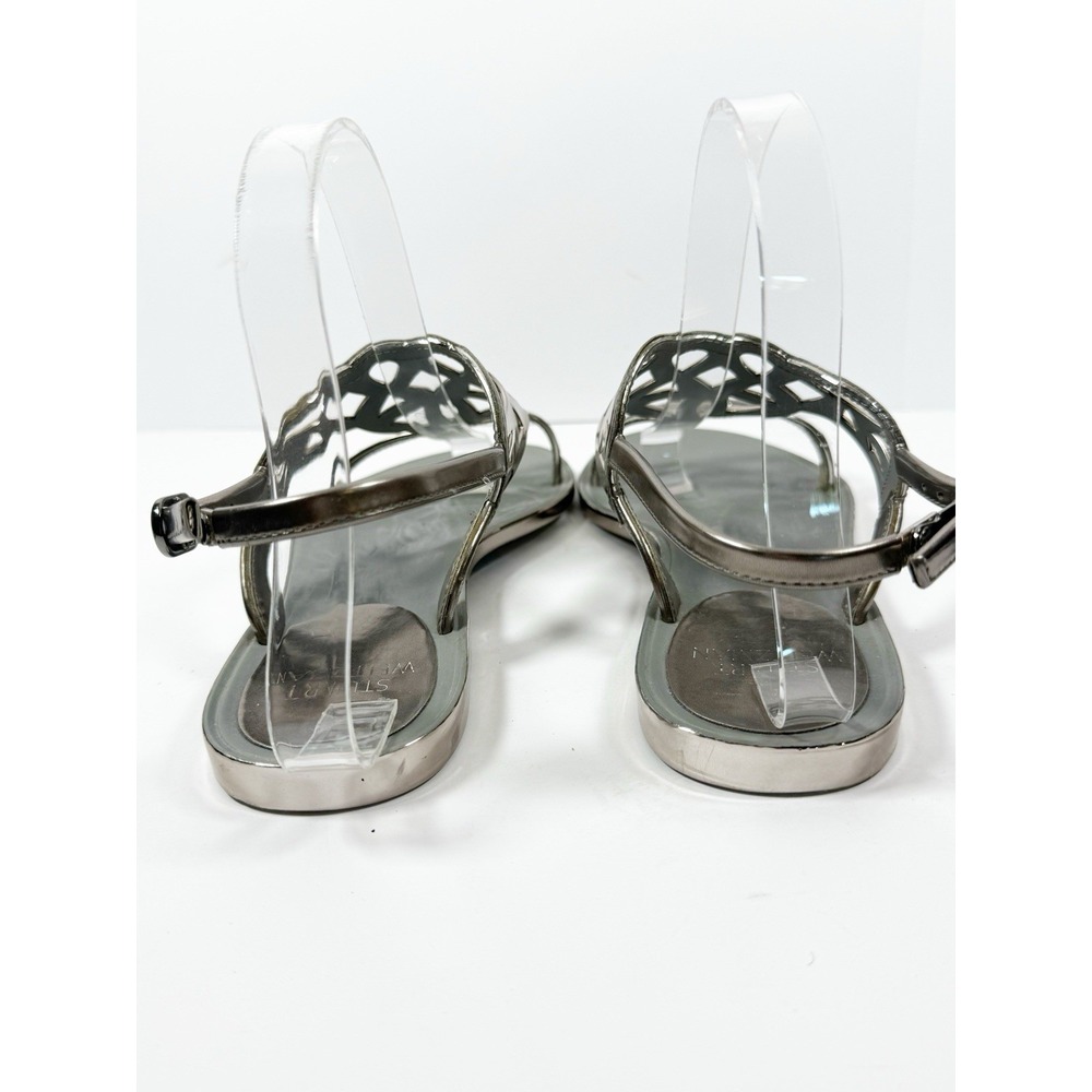 Stuart Weitzman Gelfisher Graphite Jelly Sandal Size 7 Metallic Silver Comfort - Picture 9 of 16